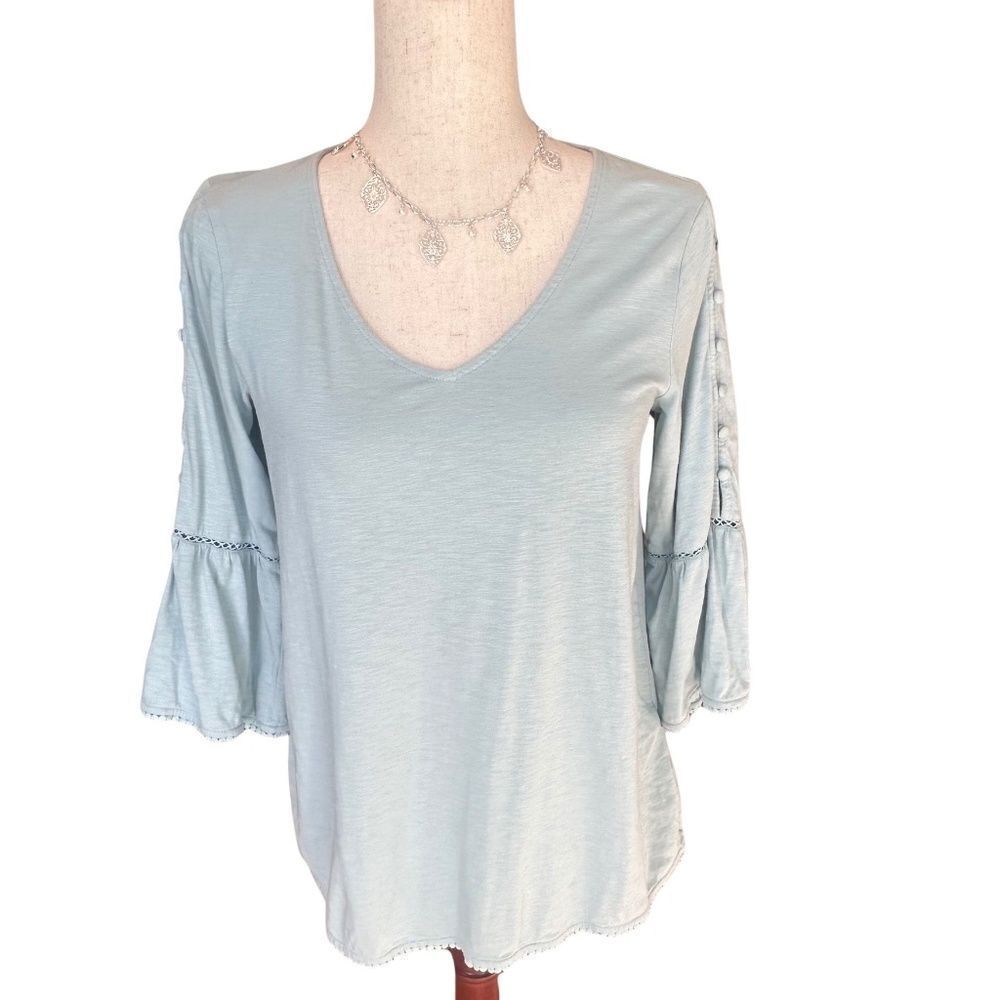 J. Jill 3/4 Sleeve Lightweight Flowy Top Soft Blue/Seafoam Green Size XS